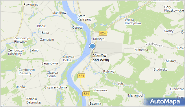 mapa Józefów nad Wisłą, Józefów nad Wisłą na mapie Targeo